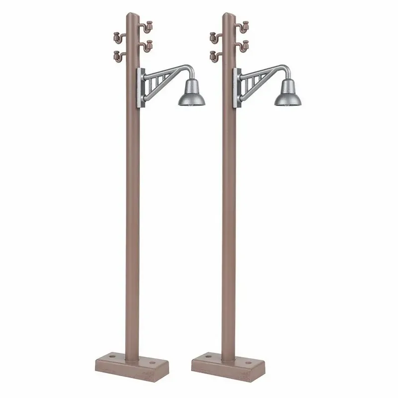 2 lampadaires en bois avec lampe à bras - Faller 333233 - G 1/22,5 Offre Du Jour